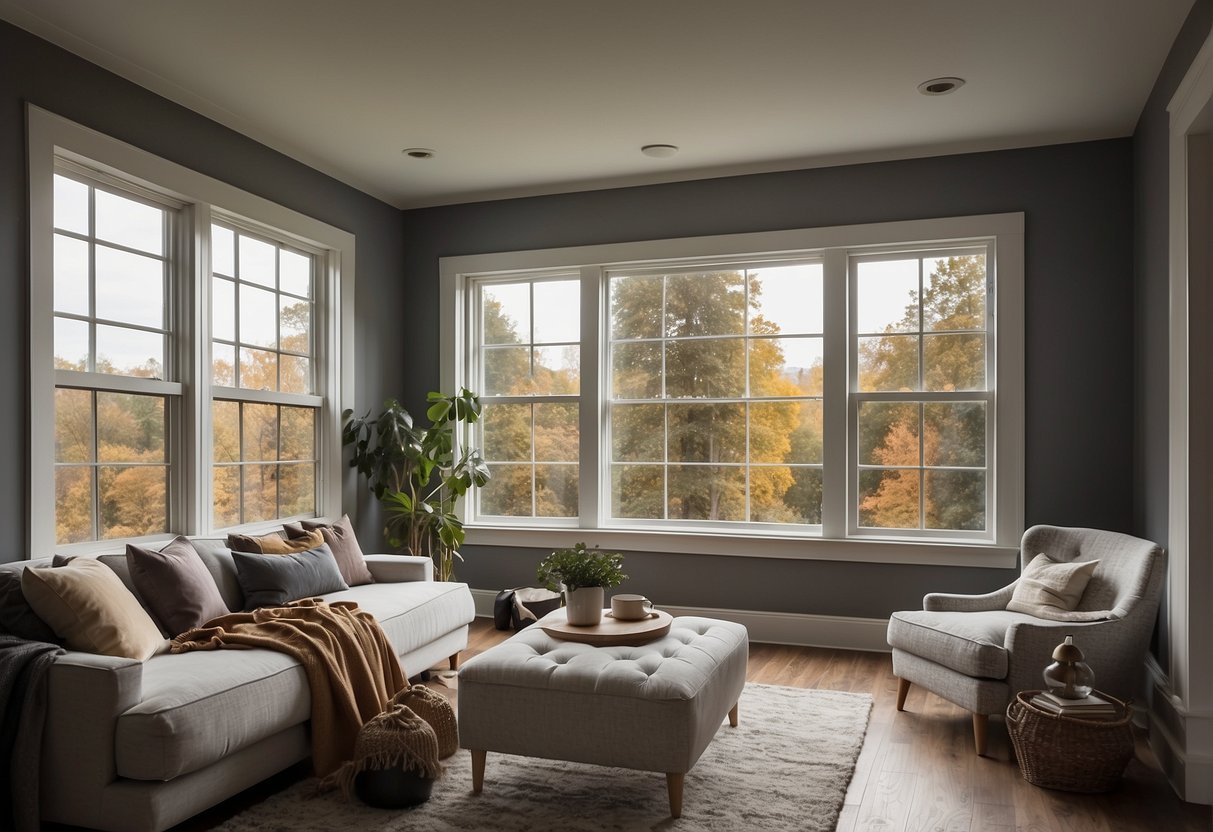 A room with a slider window on one side and a double-hung window on the other, showcasing the different types of windows for design