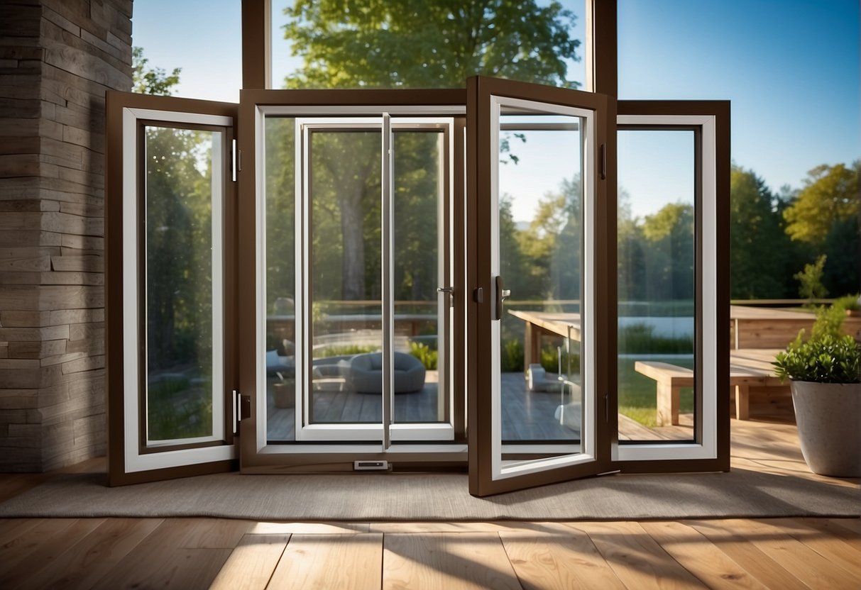 Replacement windows with safety features: lockable handles, impact-resistant glass, and sturdy frames. Clear, labeled illustrations of each feature