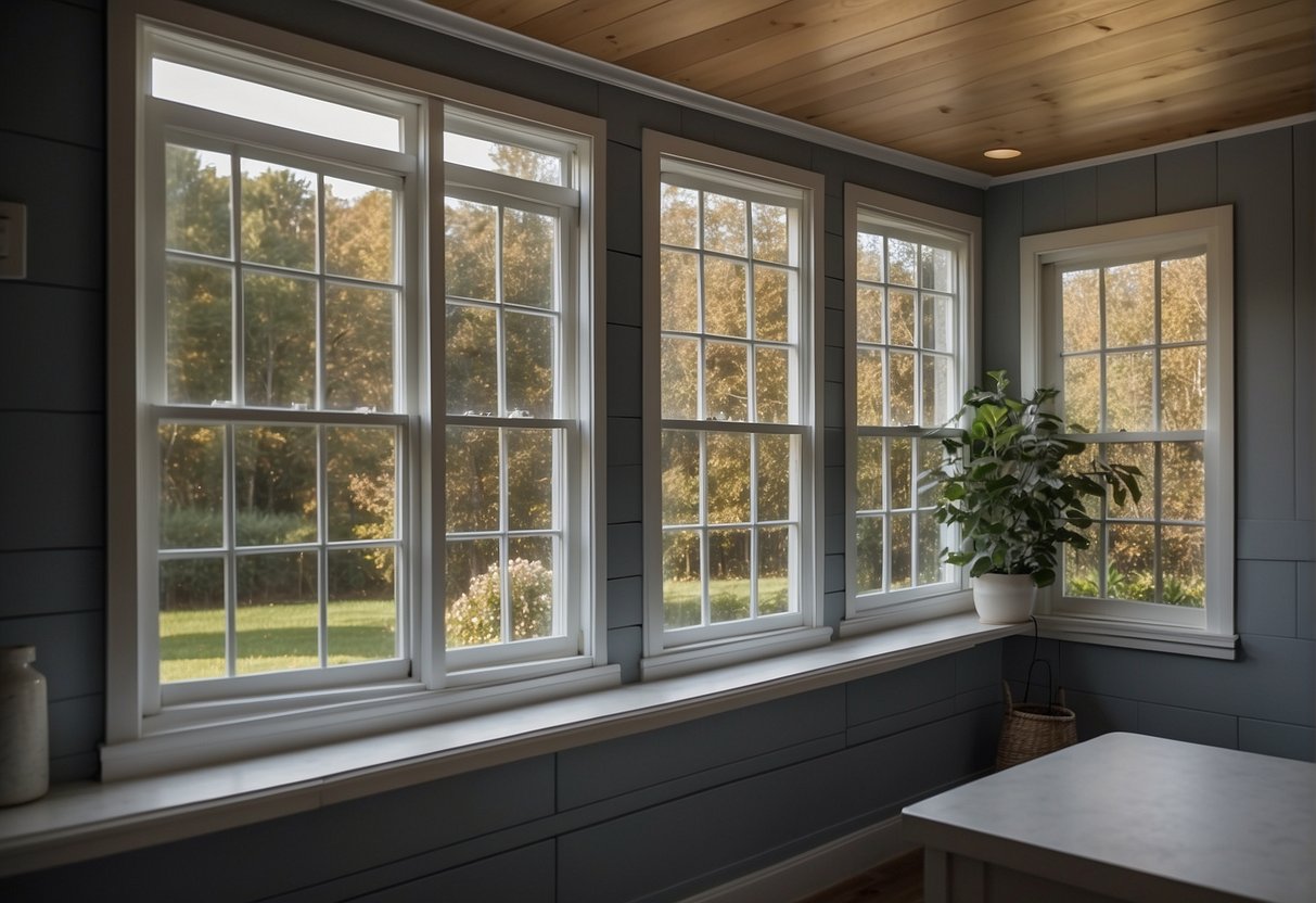 A house with a variety of window types: slider, double-hung, and casement windows, each showcasing their unique design and functionality