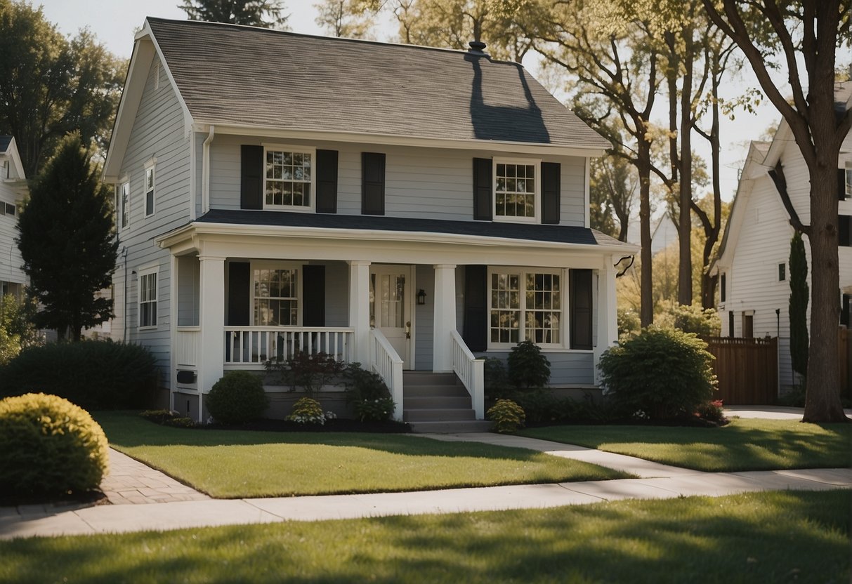 A quiet suburban street with a house featuring replacement windows, while outside noise is noticeably reduced