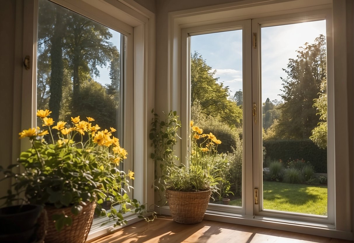 A sunny room with casement windows overlooking a garden. Choose for classic style and easy maintenance. Look for sturdy frames and secure locks. May provide better ventilation