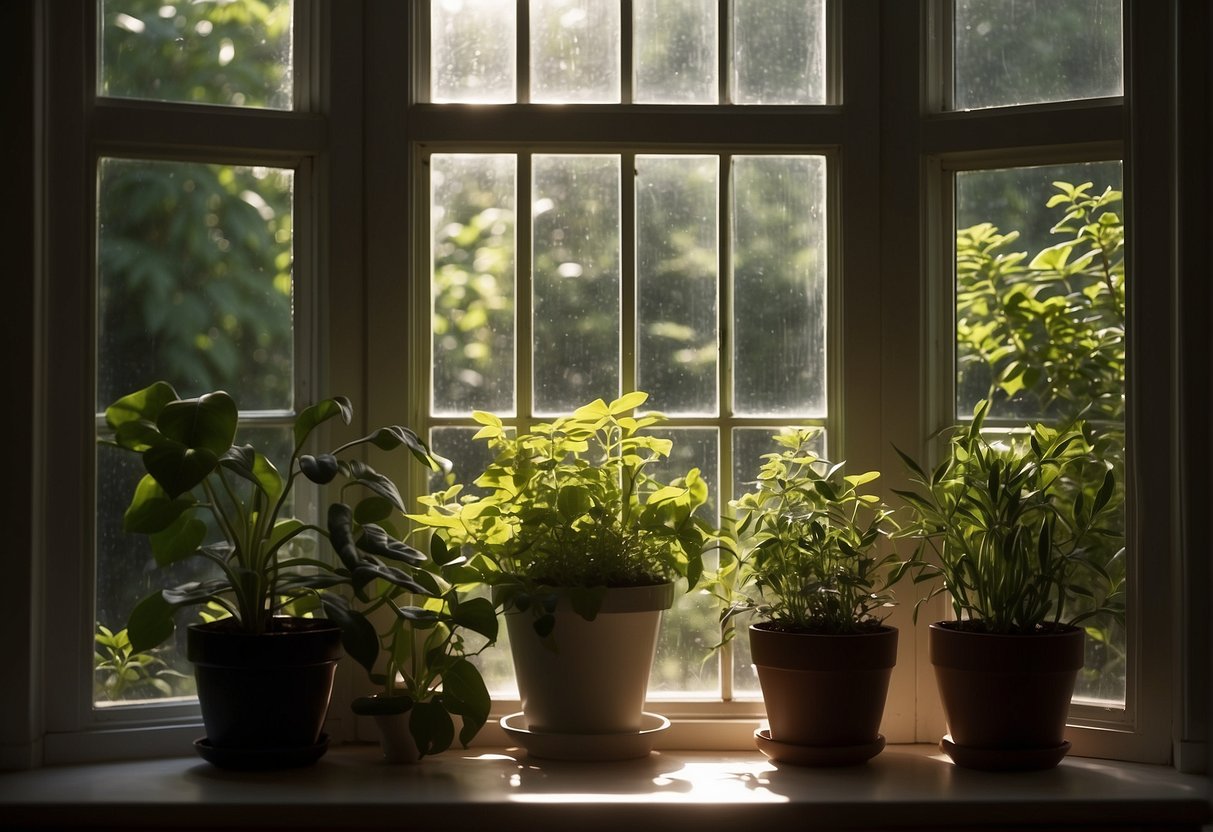 A garden window with plants and sunlight. Reflects nature indoors. Ideal for kitchens. Look for sturdy frames and energy-efficient glass